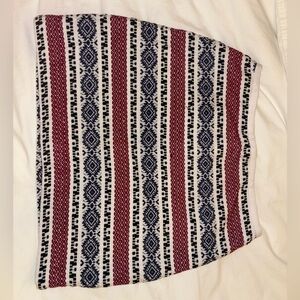 Madewell Red and Blue Patterned Mini Skirt
